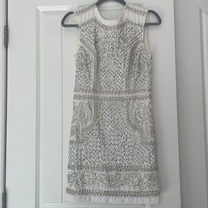 Bebe White and Cream Rhinestone, Sequin and Beaded dress- worn once